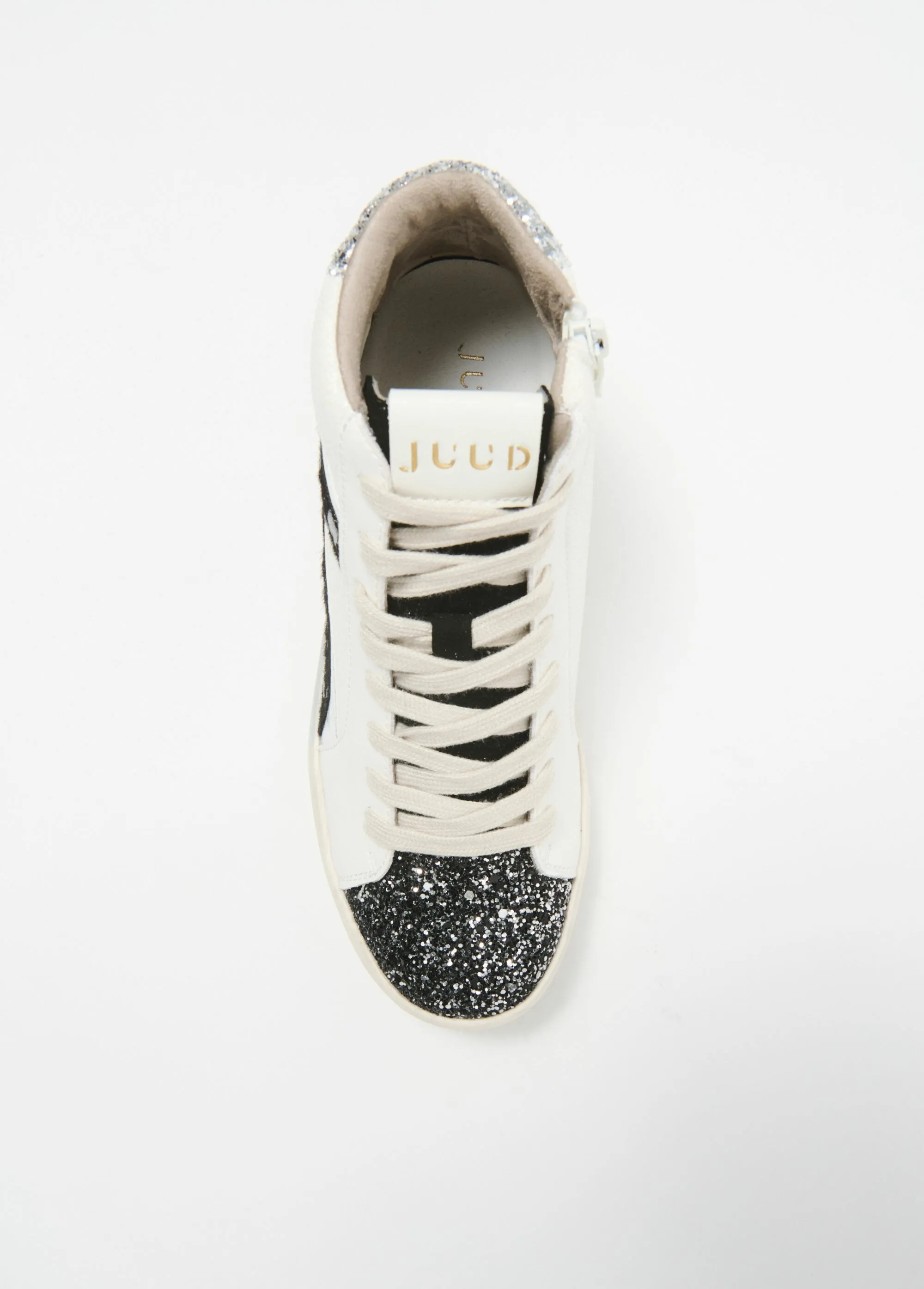 Trendy high-top multi-material sneakers