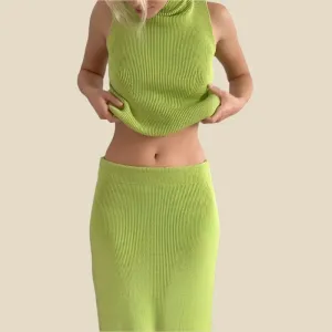 Turtle Neck Tank & Maxi Skirt Set
