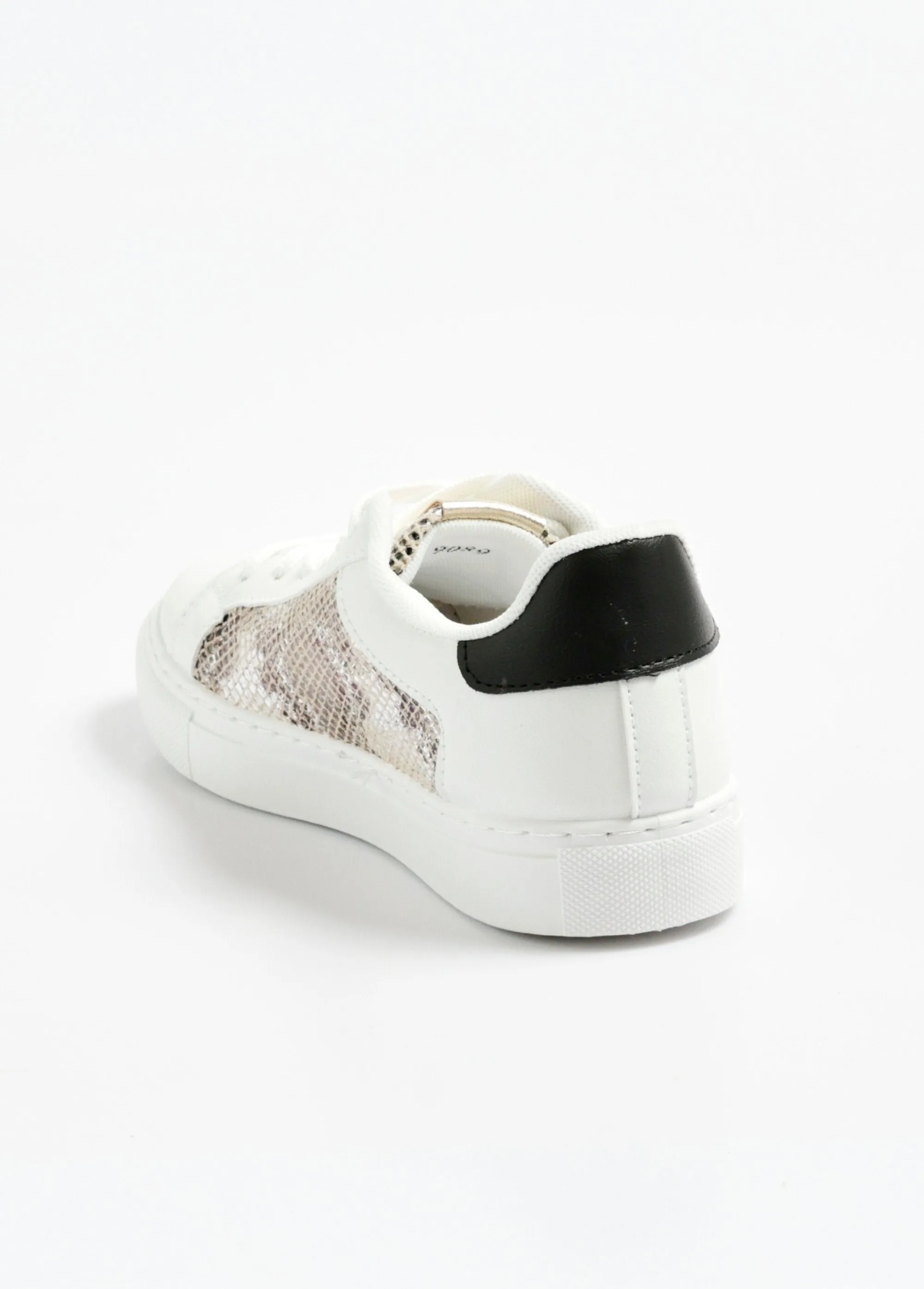 Two-material reptile-look lace-up sneakers