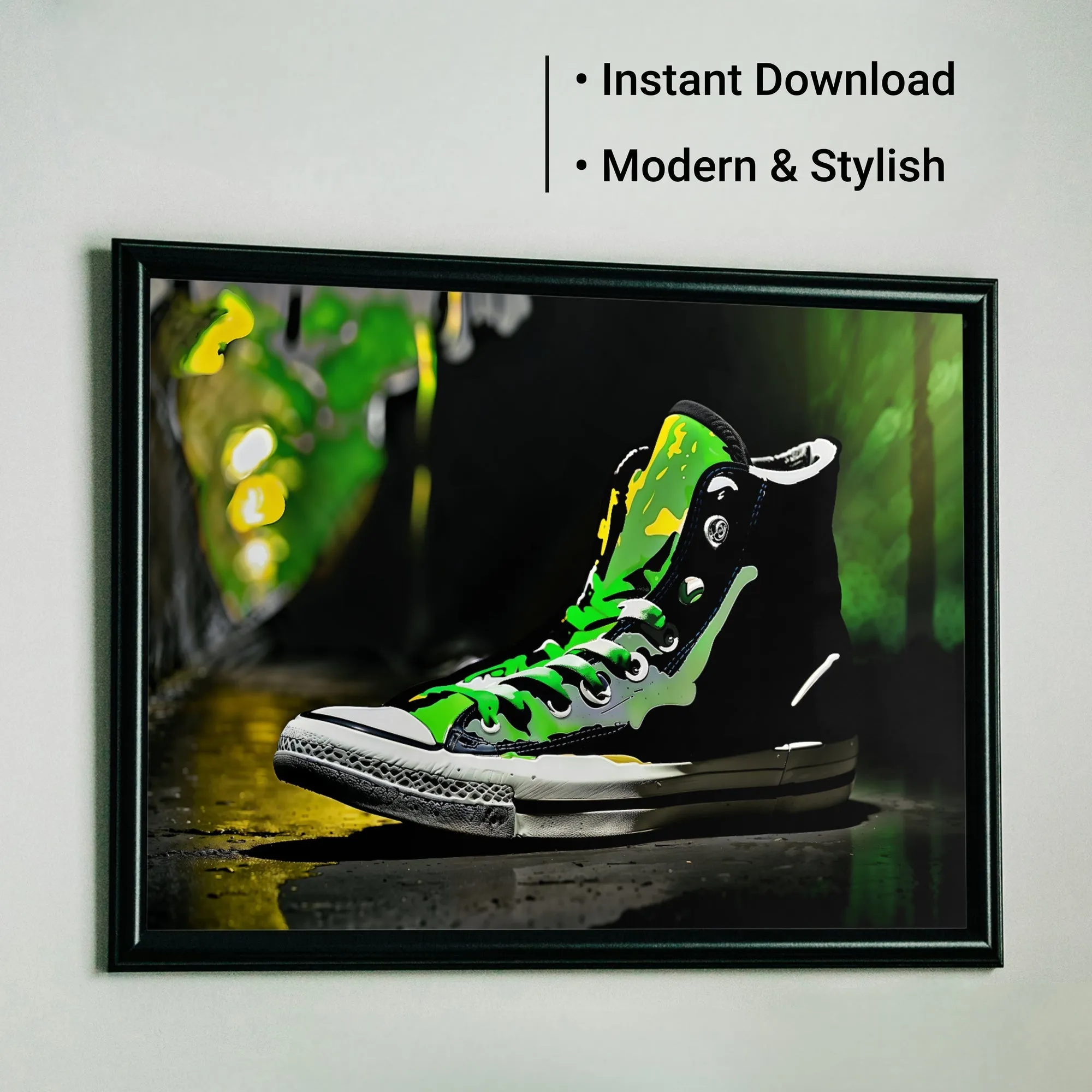 Urban Green High-Top Pump - Streetwear Wall Art