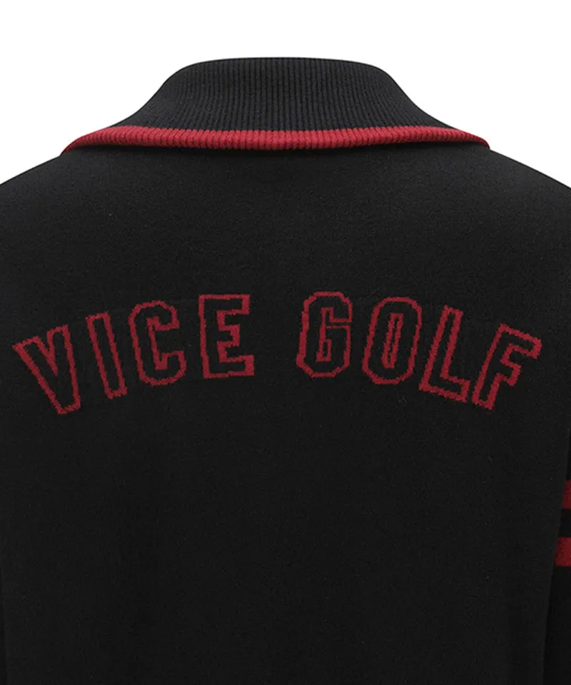 Vice Golf Atelier Women's Wide Collar Windproof Half Zip-Up Sweater - Black