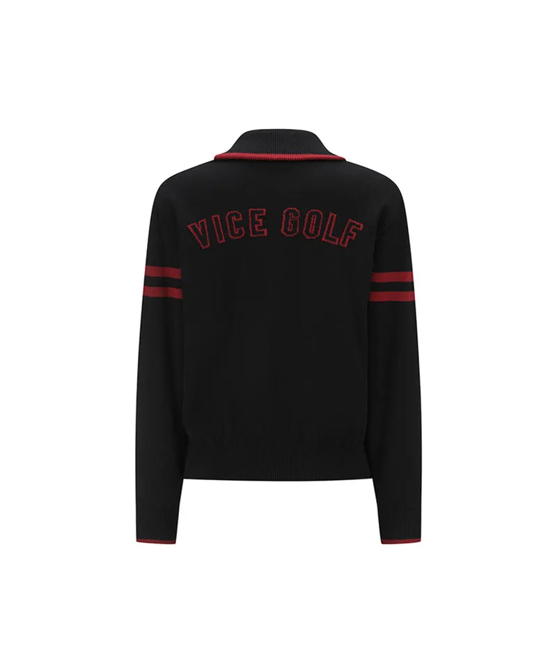 Vice Golf Atelier Women's Wide Collar Windproof Half Zip-Up Sweater - Black