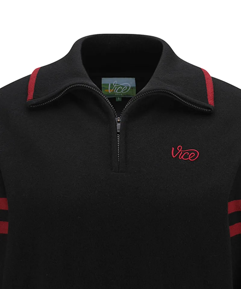 Vice Golf Atelier Women's Wide Collar Windproof Half Zip-Up Sweater - Black