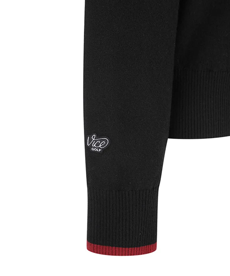 Vice Golf Atelier Women's Wide Collar Windproof Half Zip-Up Sweater - Black
