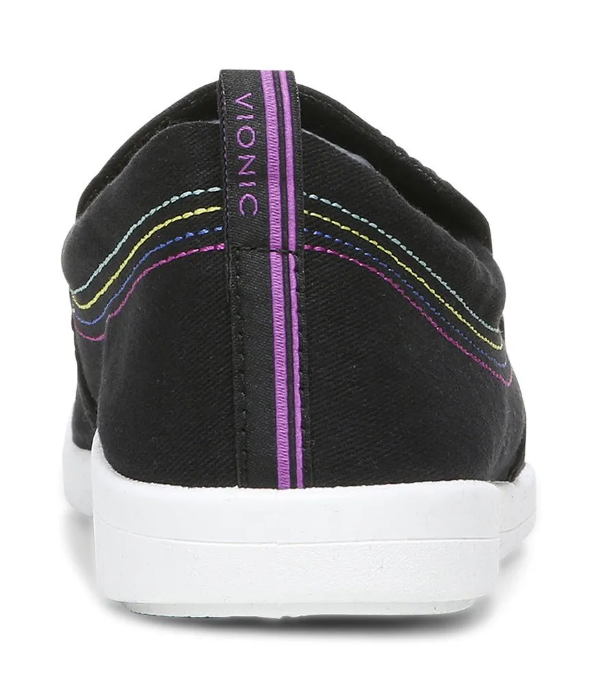 Vionic Women's Marshall Black Canvas Slip On Orthotic Sneaker Shoes