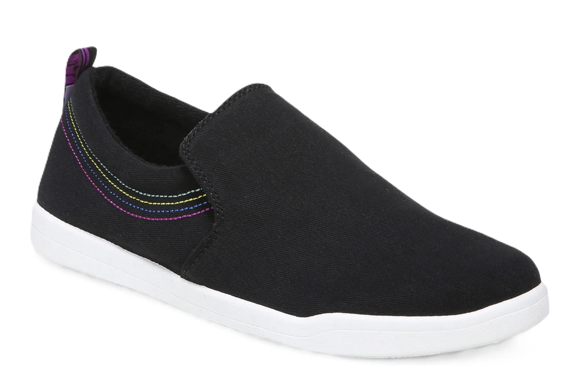 Vionic Women's Marshall Black Canvas Slip On Orthotic Sneaker Shoes