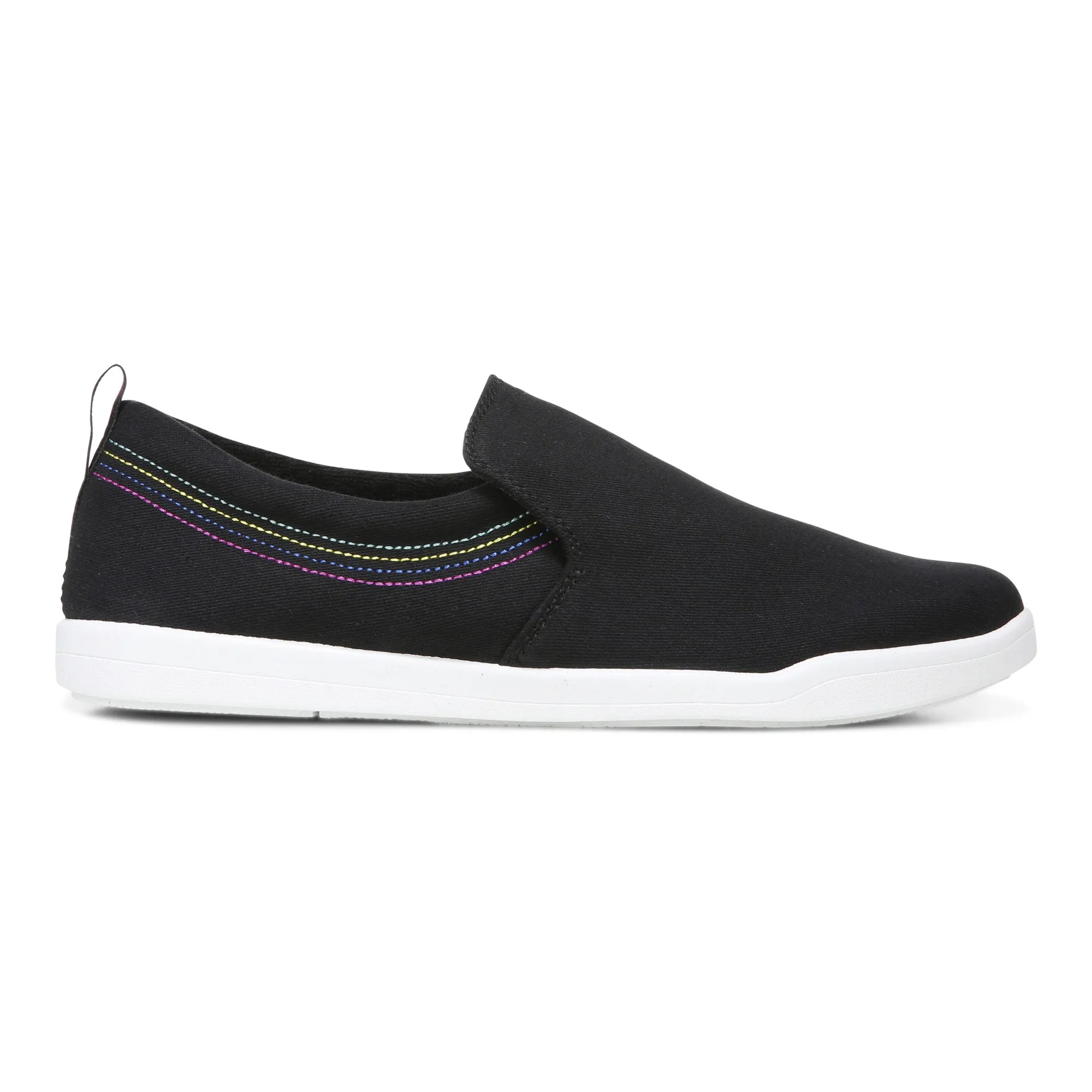 Vionic Women's Marshall Black Canvas Slip On Orthotic Sneaker Shoes