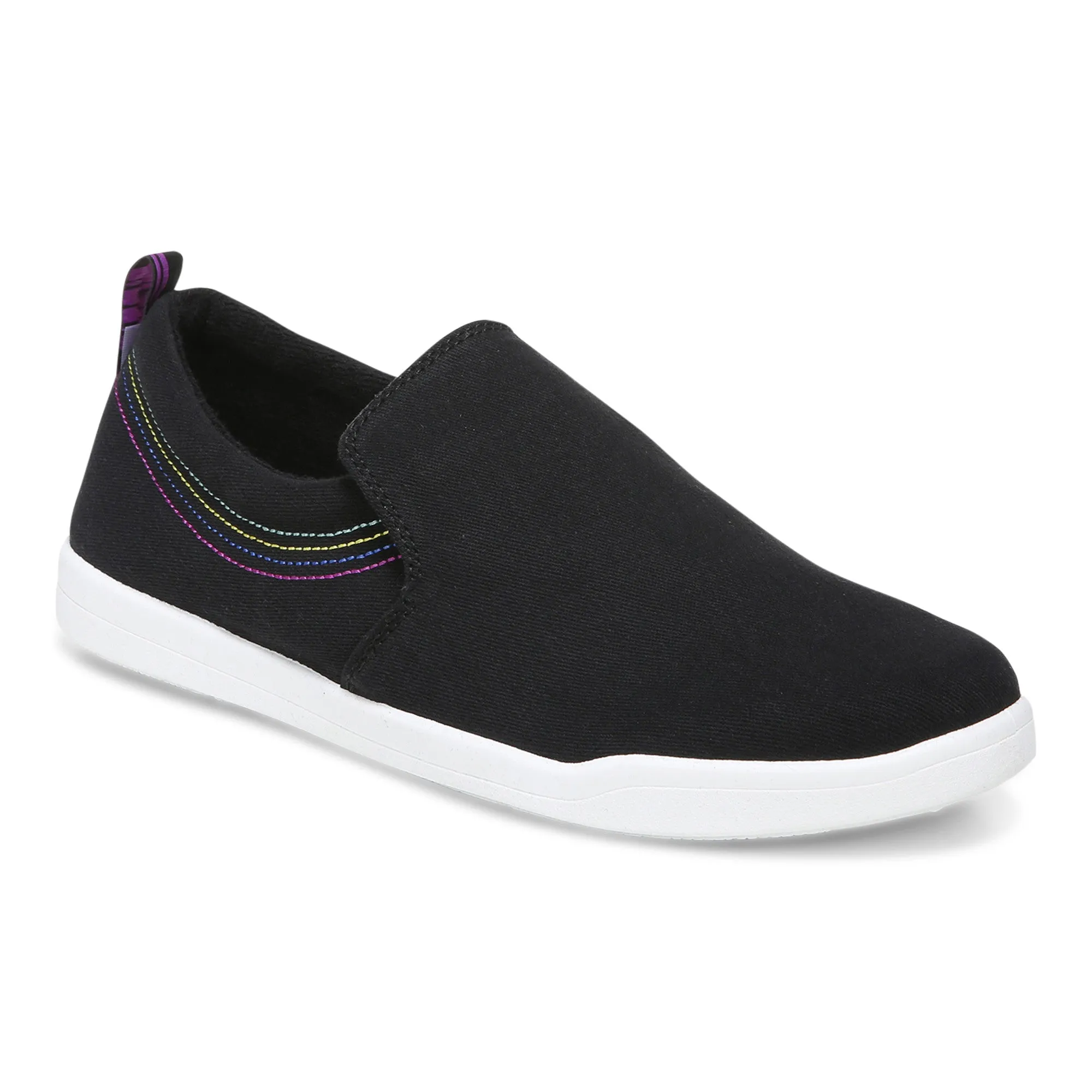 Vionic Women's Marshall Black Canvas Slip On Orthotic Sneaker Shoes