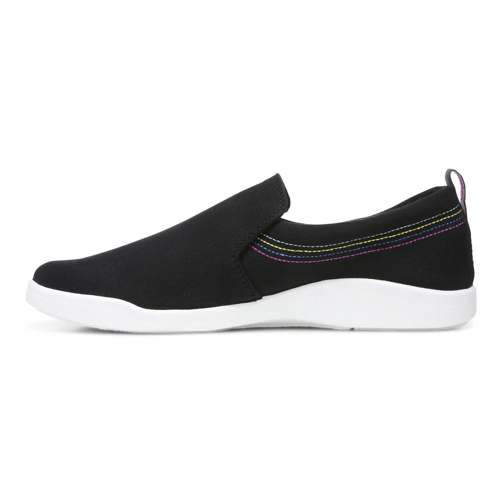 Vionic Women's Marshall Black Canvas Slip On Orthotic Sneaker Shoes