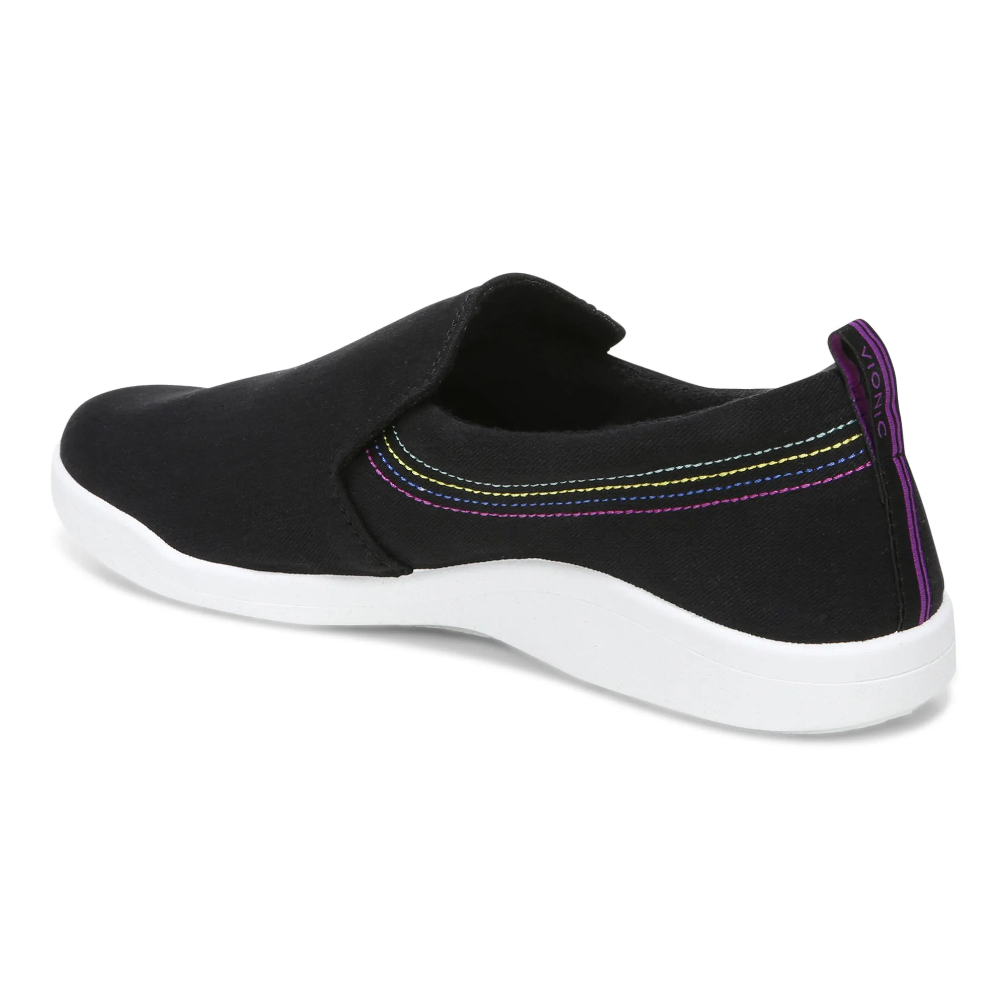 Vionic Women's Marshall Black Canvas Slip On Orthotic Sneaker Shoes