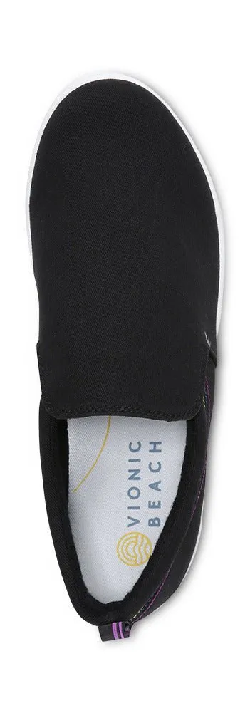 Vionic Women's Marshall Black Canvas Slip On Orthotic Sneaker Shoes