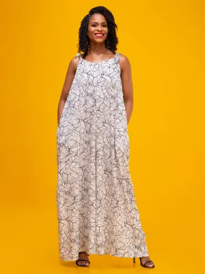Vivo Diani Strappy Jumpsuit - White Geo Print