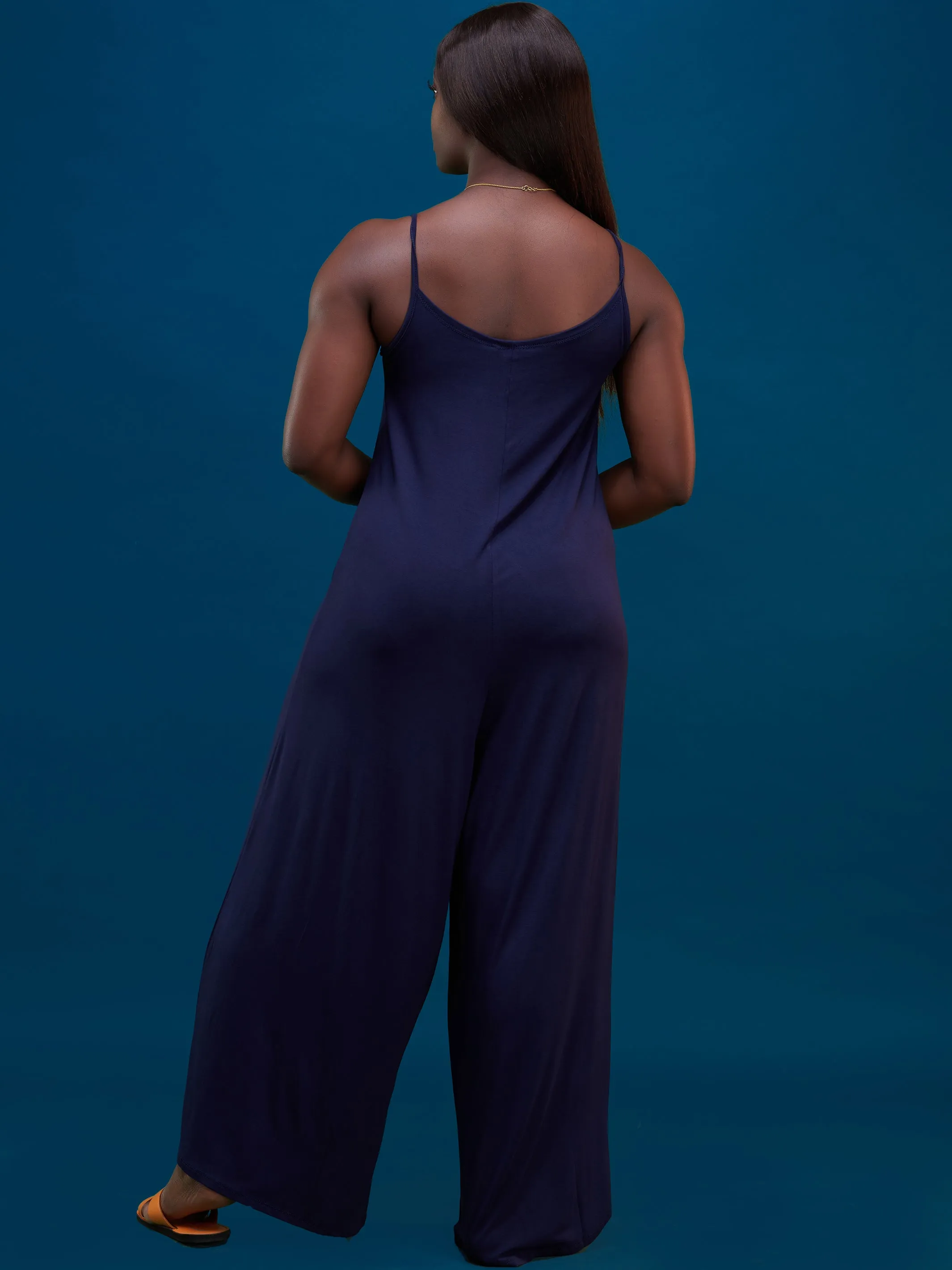 Vivo Jersey Strappy Jumpsuit - Navy Blue
