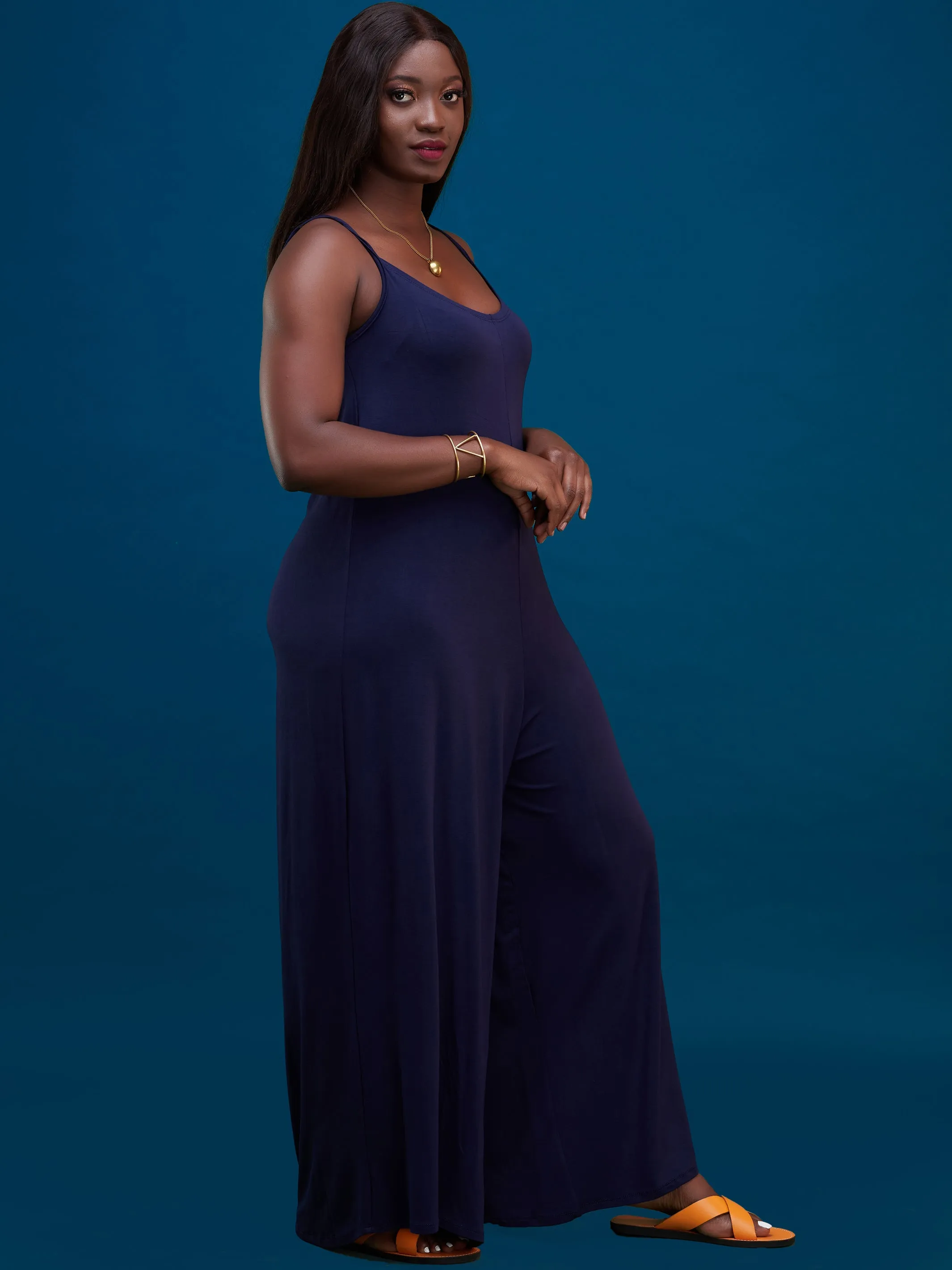 Vivo Jersey Strappy Jumpsuit - Navy Blue