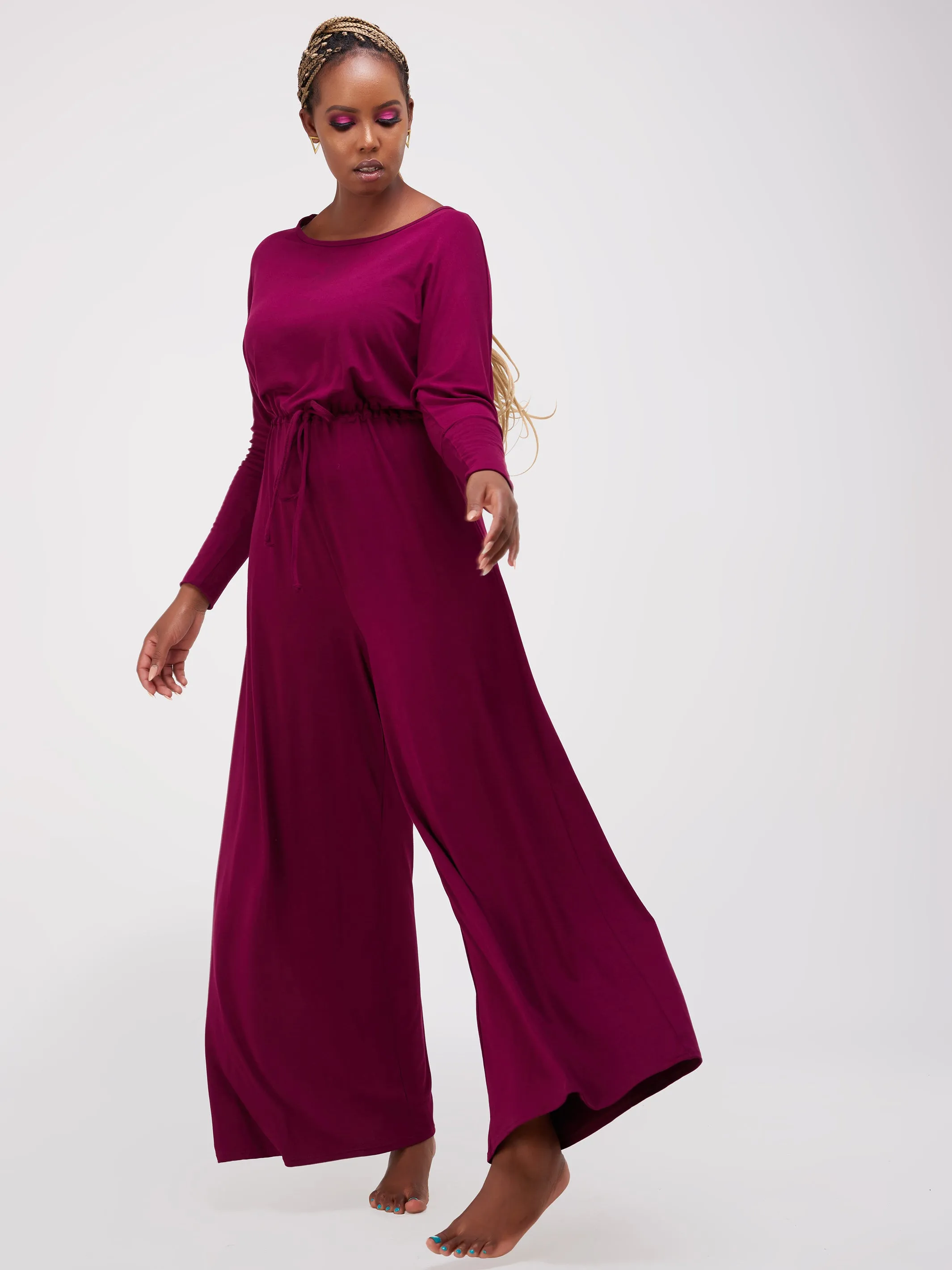 Vivo Lulu Dolman Jumpsuit - Burgundy