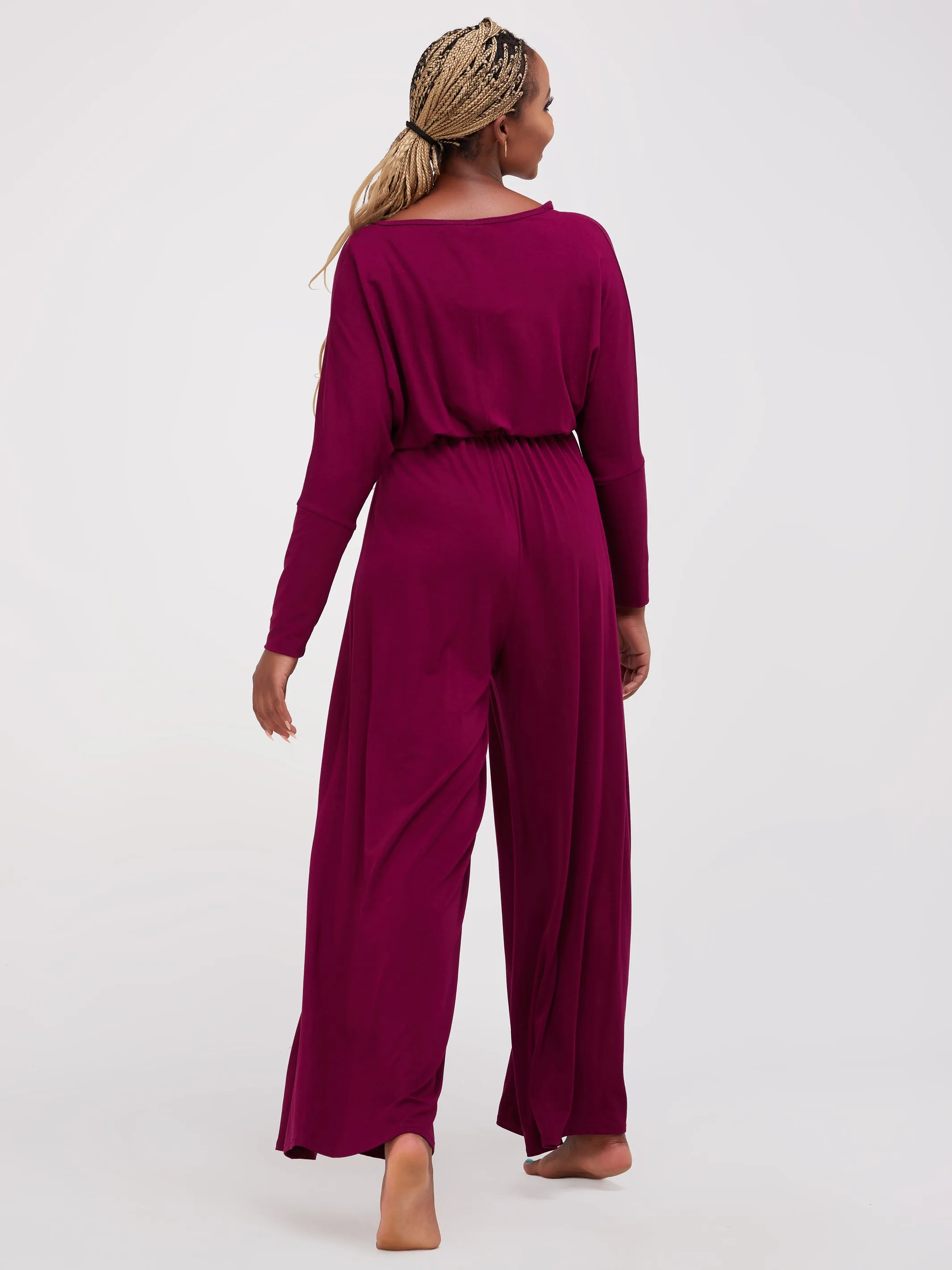 Vivo Lulu Dolman Jumpsuit - Burgundy