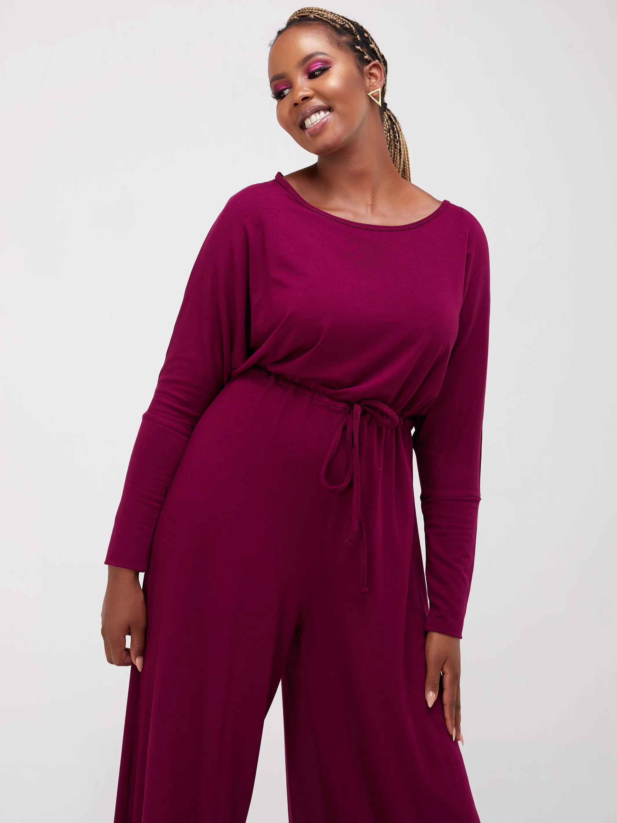 Vivo Lulu Dolman Jumpsuit - Burgundy