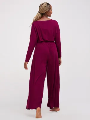 Vivo Lulu Dolman Jumpsuit - Burgundy