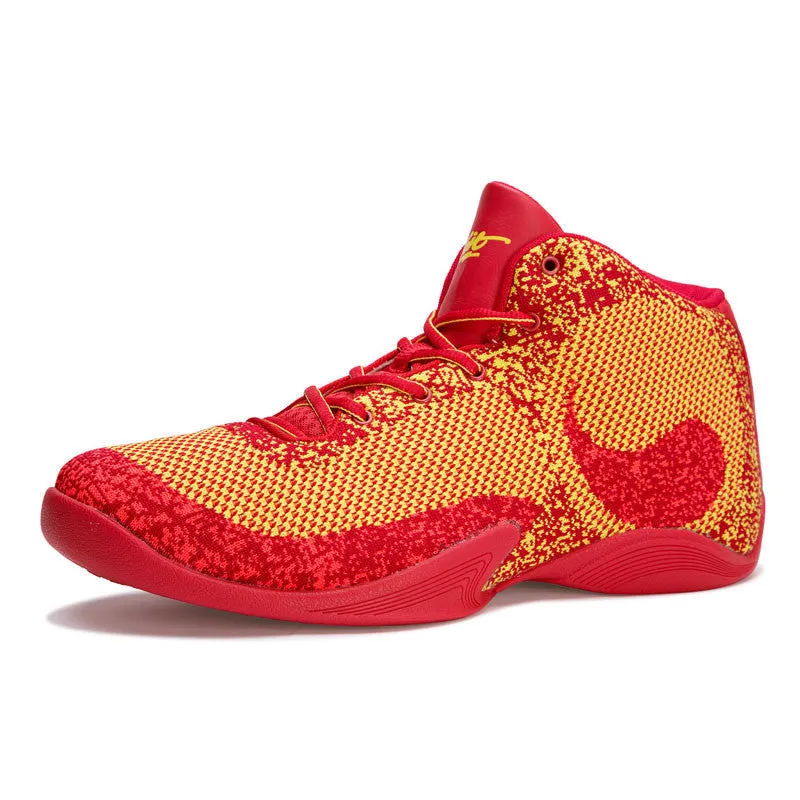 Voit Basketball Shoes Woven embroidered Mens Sneakers High-Top Wavy Grip Wear Non-slip Breathable Outdoor Shoes 53M6031