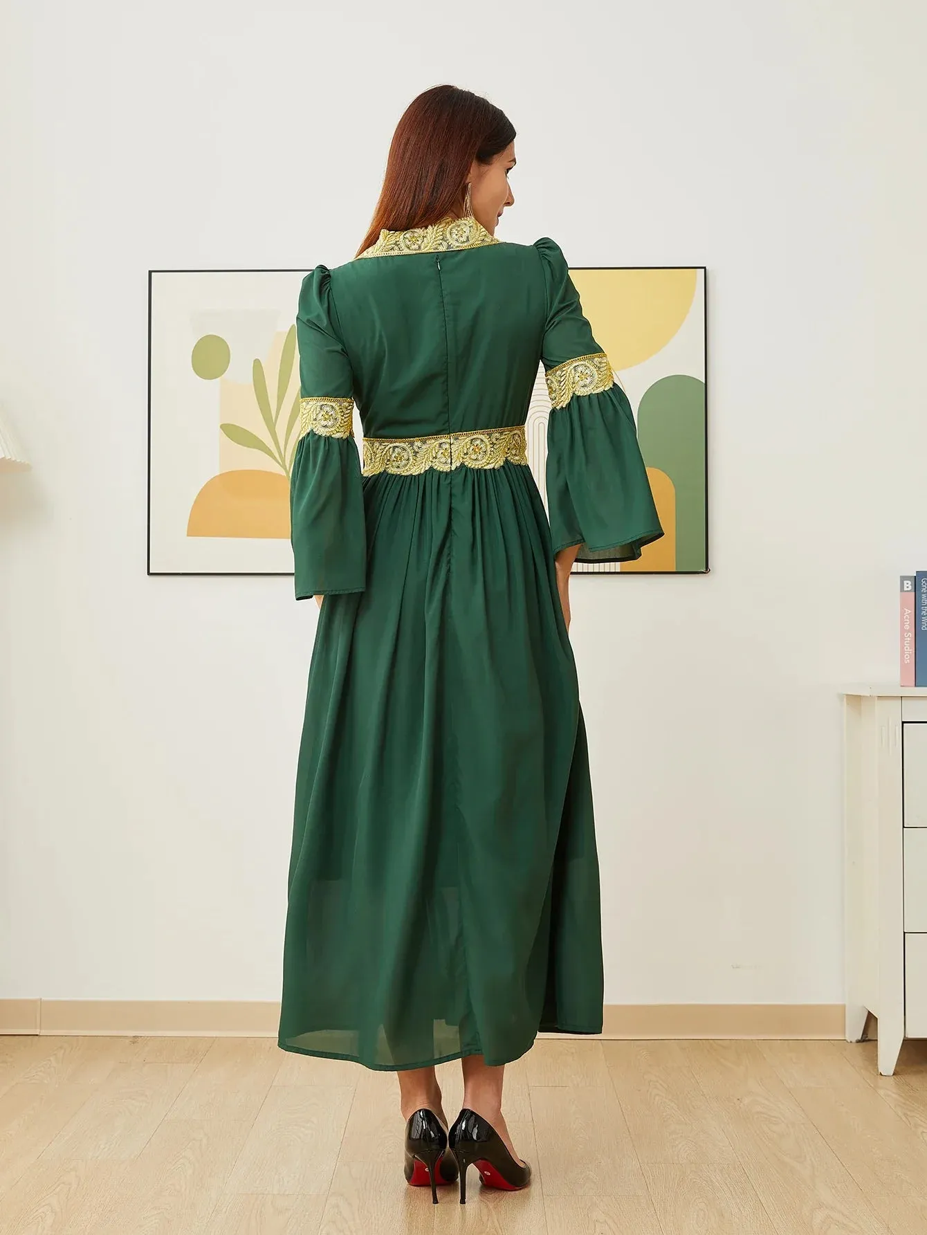 VougeVamp Dubai Arab Islam Abaya - Elegant Women’s Muslim Chiffon Dress with Embroidery