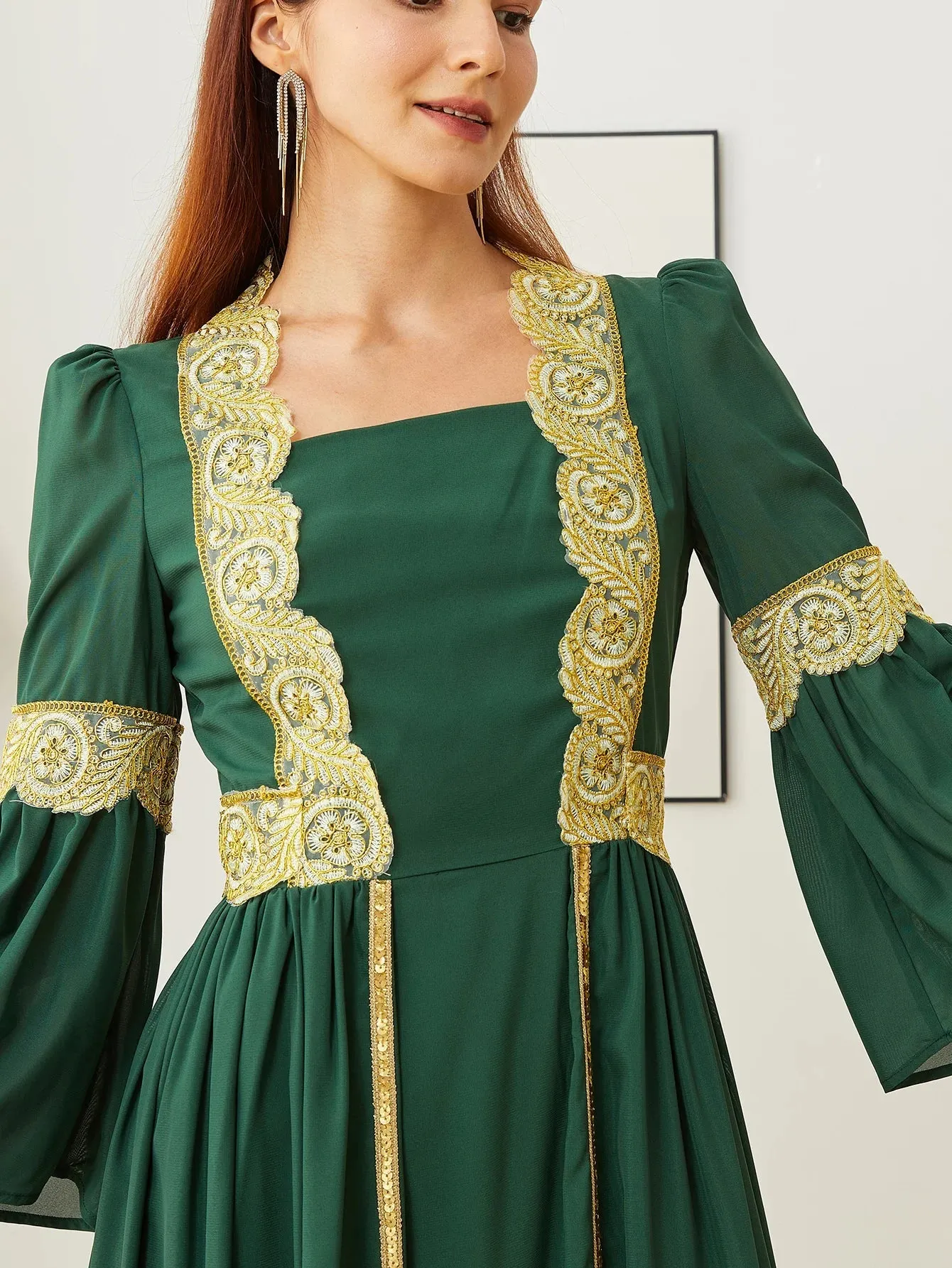 VougeVamp Dubai Arab Islam Abaya - Elegant Women’s Muslim Chiffon Dress with Embroidery