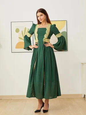 VougeVamp Dubai Arab Islam Abaya - Elegant Women’s Muslim Chiffon Dress with Embroidery