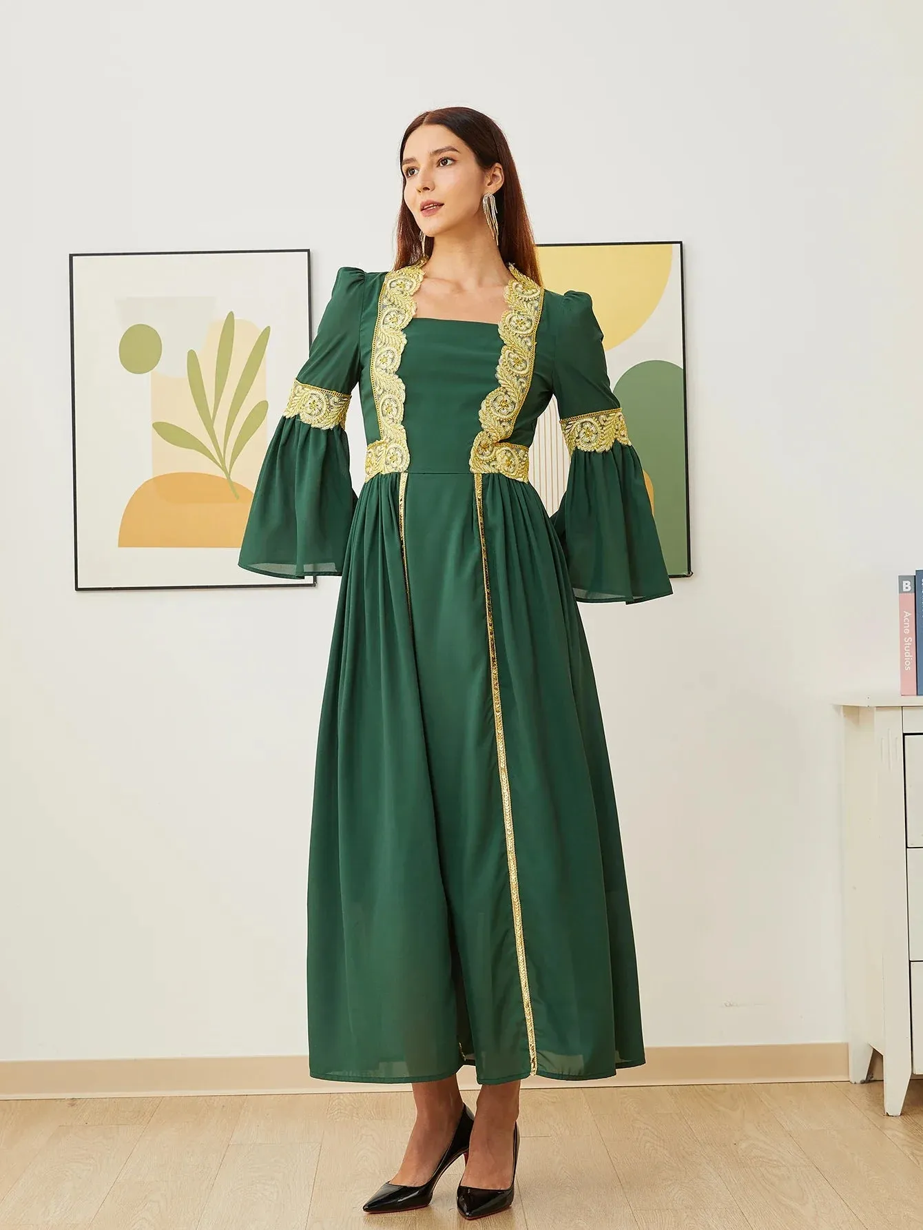 VougeVamp Dubai Arab Islam Abaya - Elegant Women’s Muslim Chiffon Dress with Embroidery