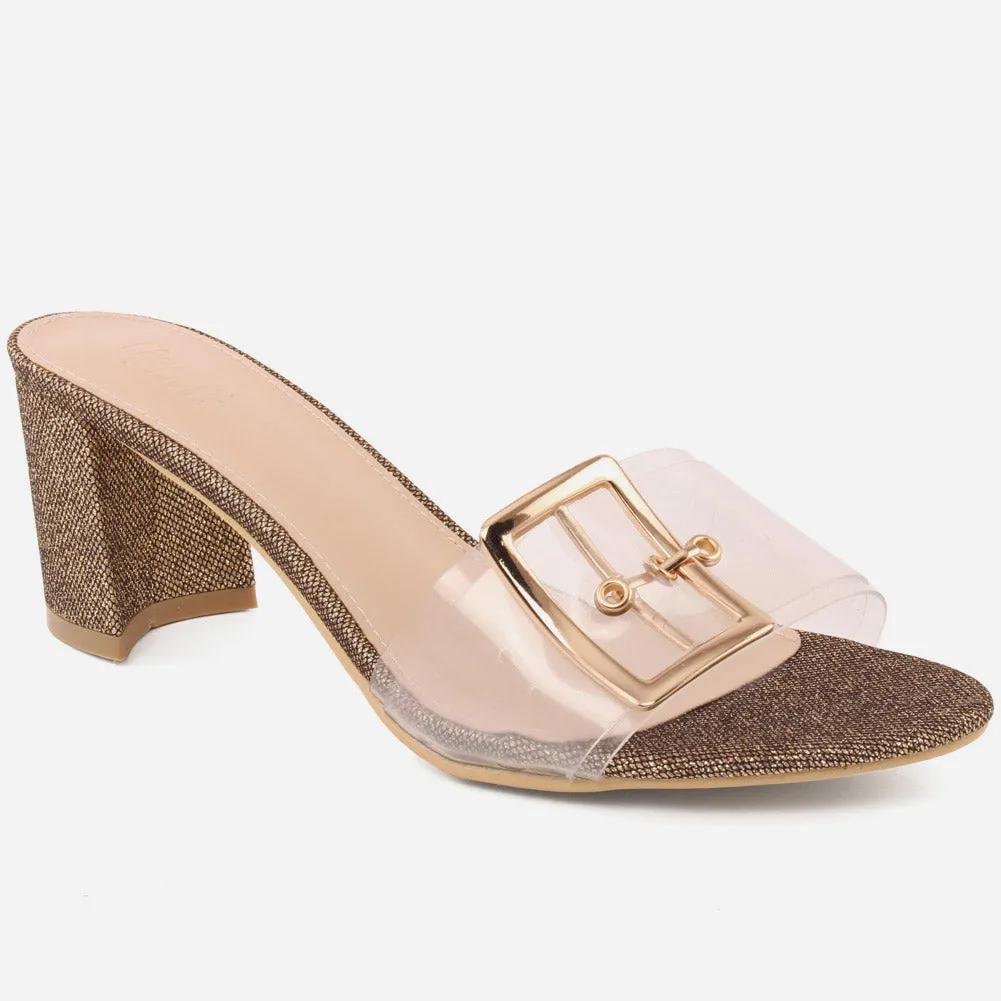 Women "LAURA" Block Heel  Slip On Sandals