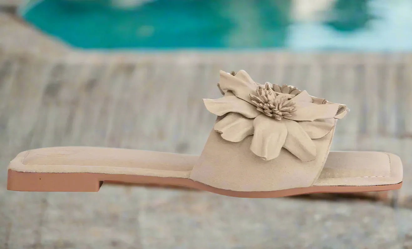 Women's Beige Floral Sandals
