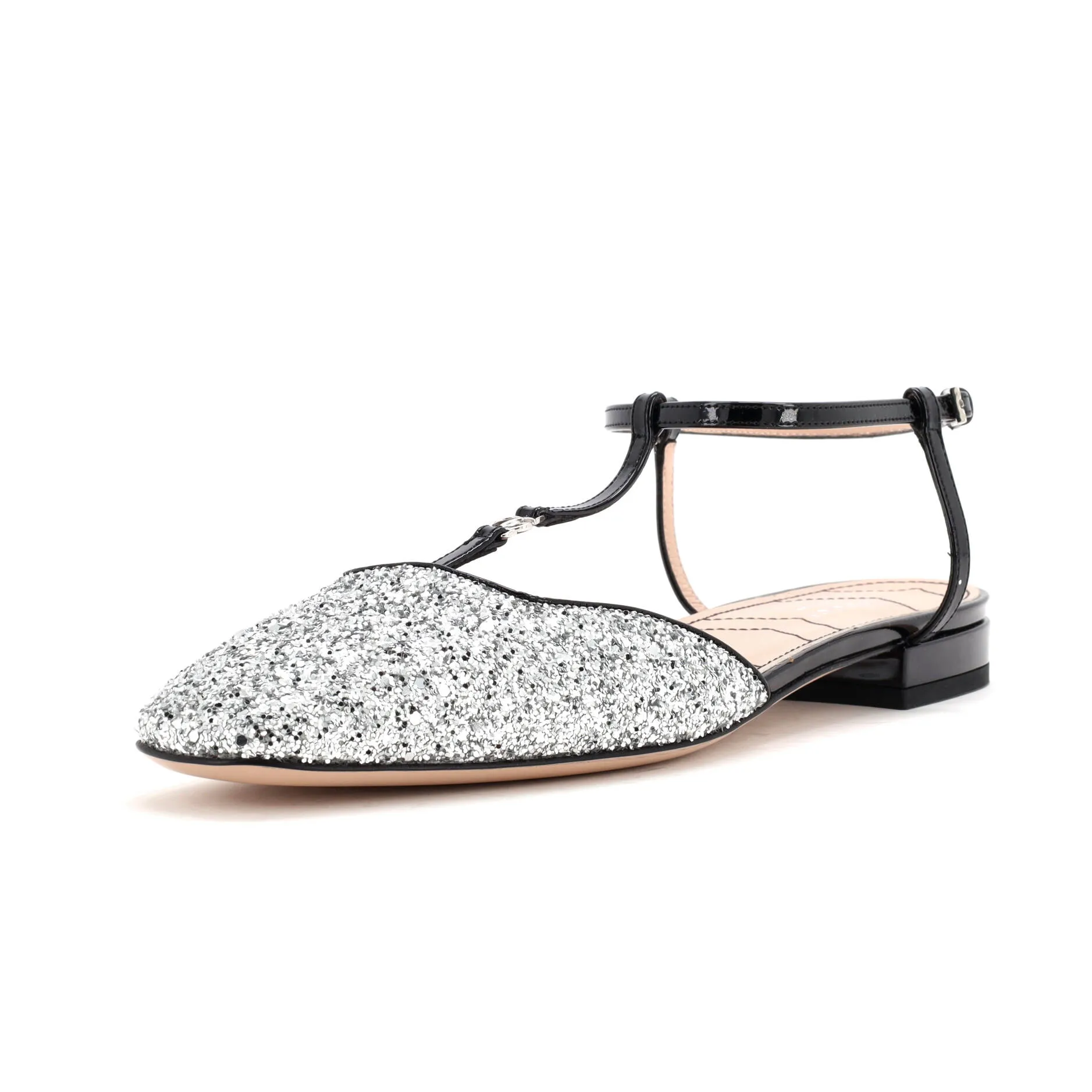 Women's GG Slingback Flats Glitter and Patent