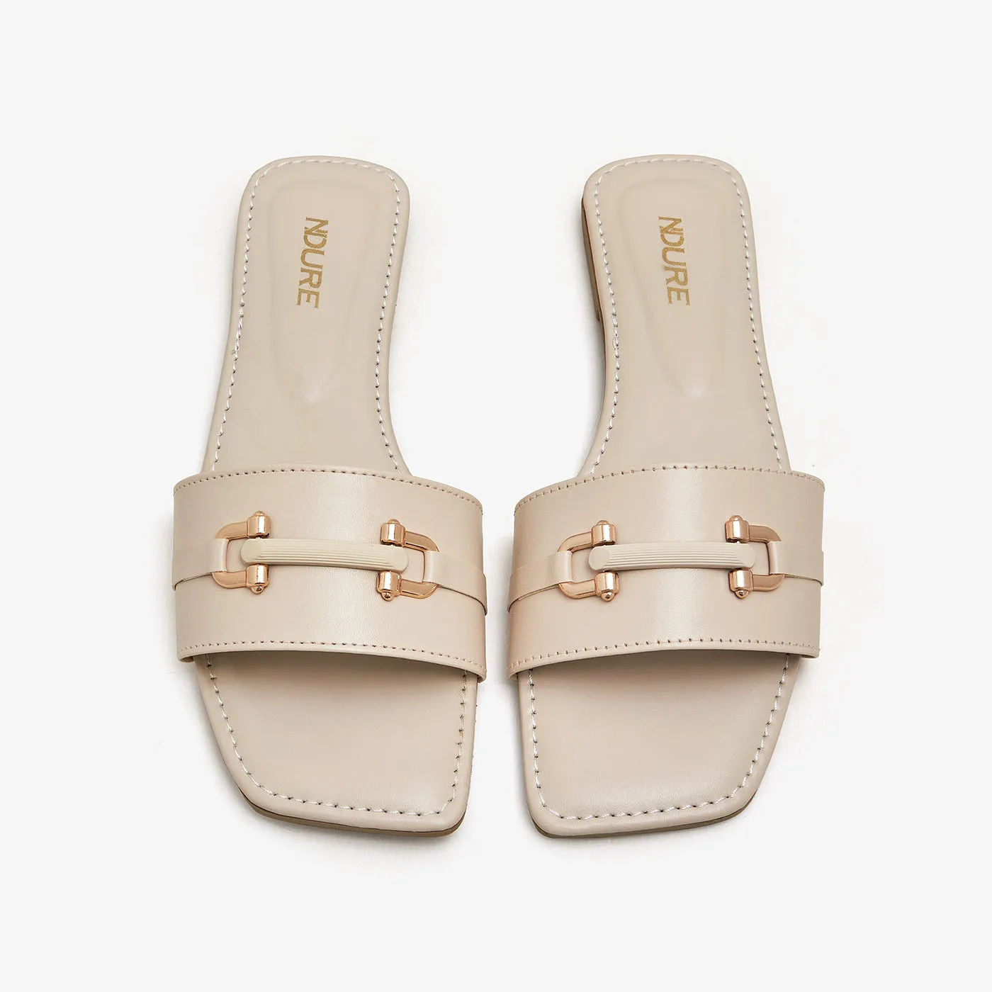 Women's Gold Studded Flats