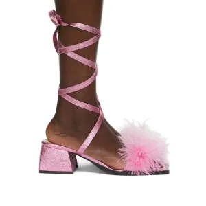 Womens | Nodaleto Feather Lace-Up Sandal Metallic Pink