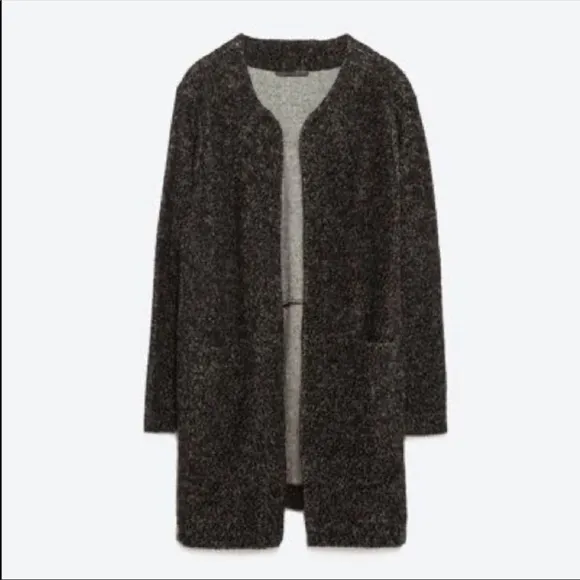 💕x2HP💕Zara sweater cardigan with leather trim