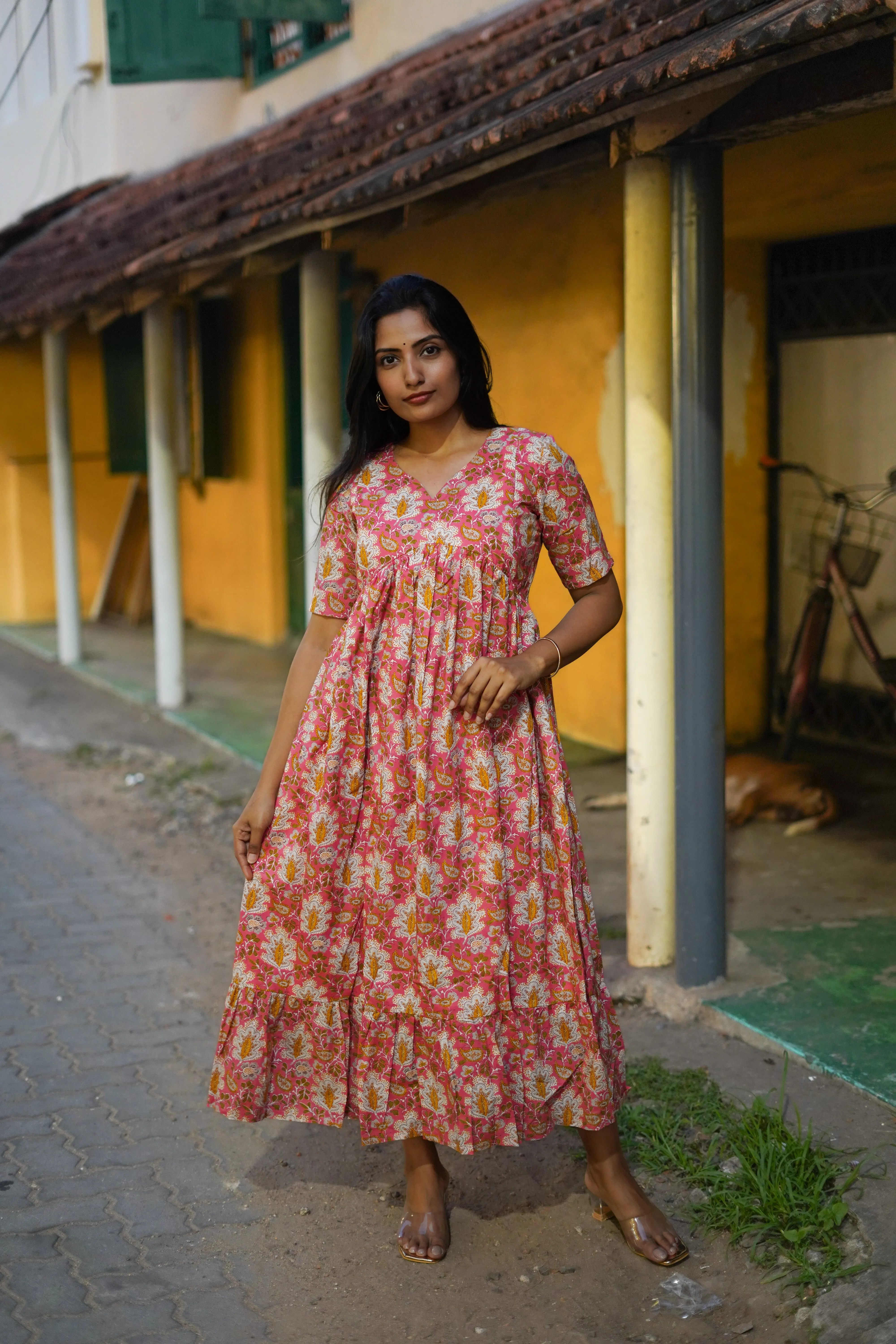 Zoya - Peachy Pink Alia cut maternity dress